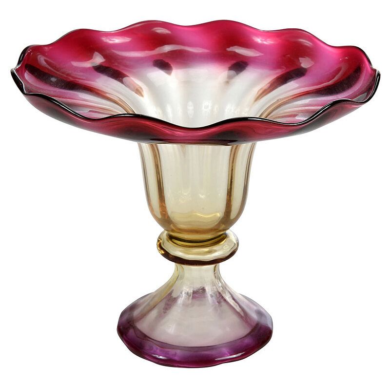 Appraisal: Libbey Amberina Footed Glass Compote American th century rose to