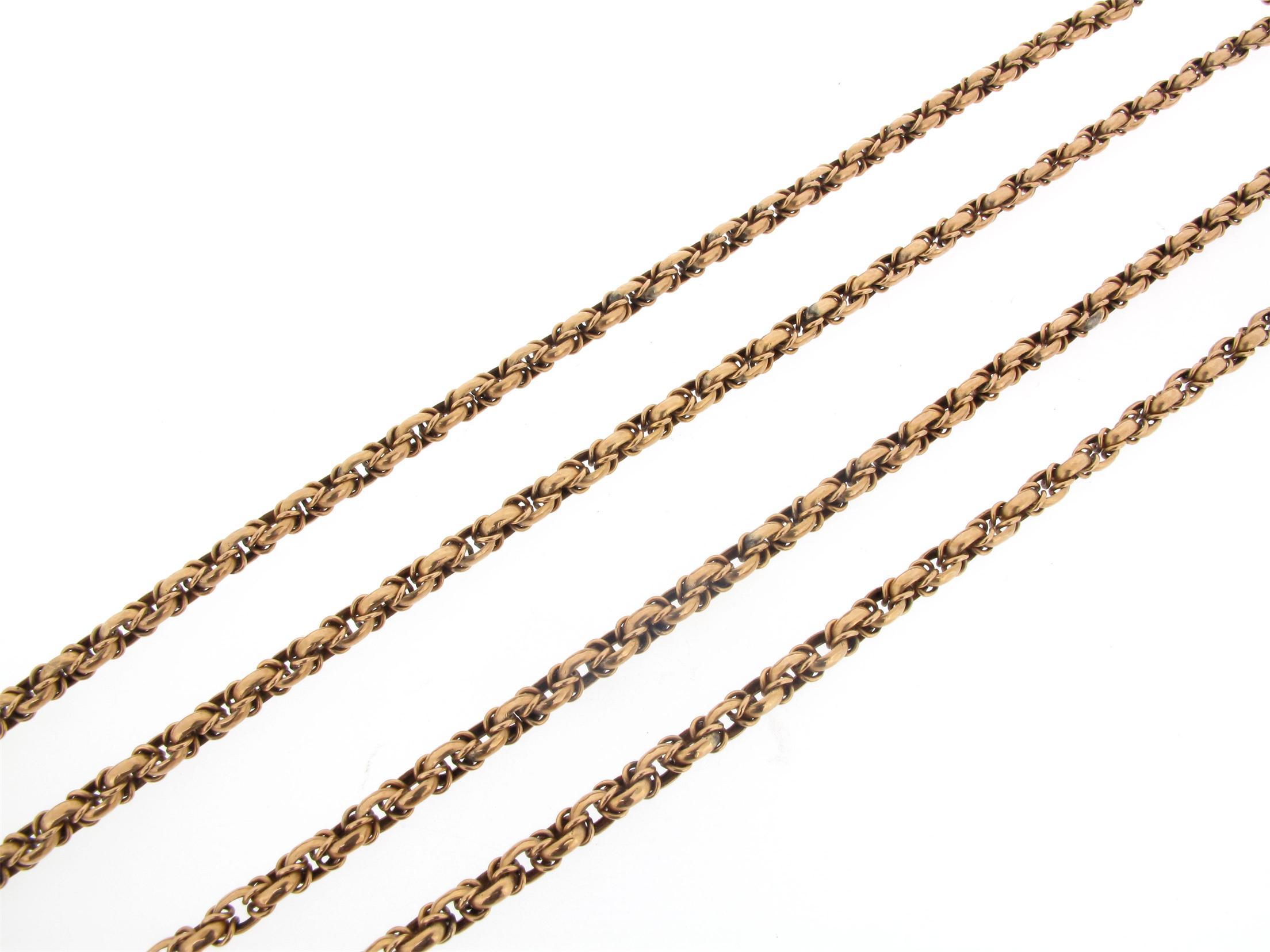 Appraisal: A ct gold fancy link long guard chain cm g