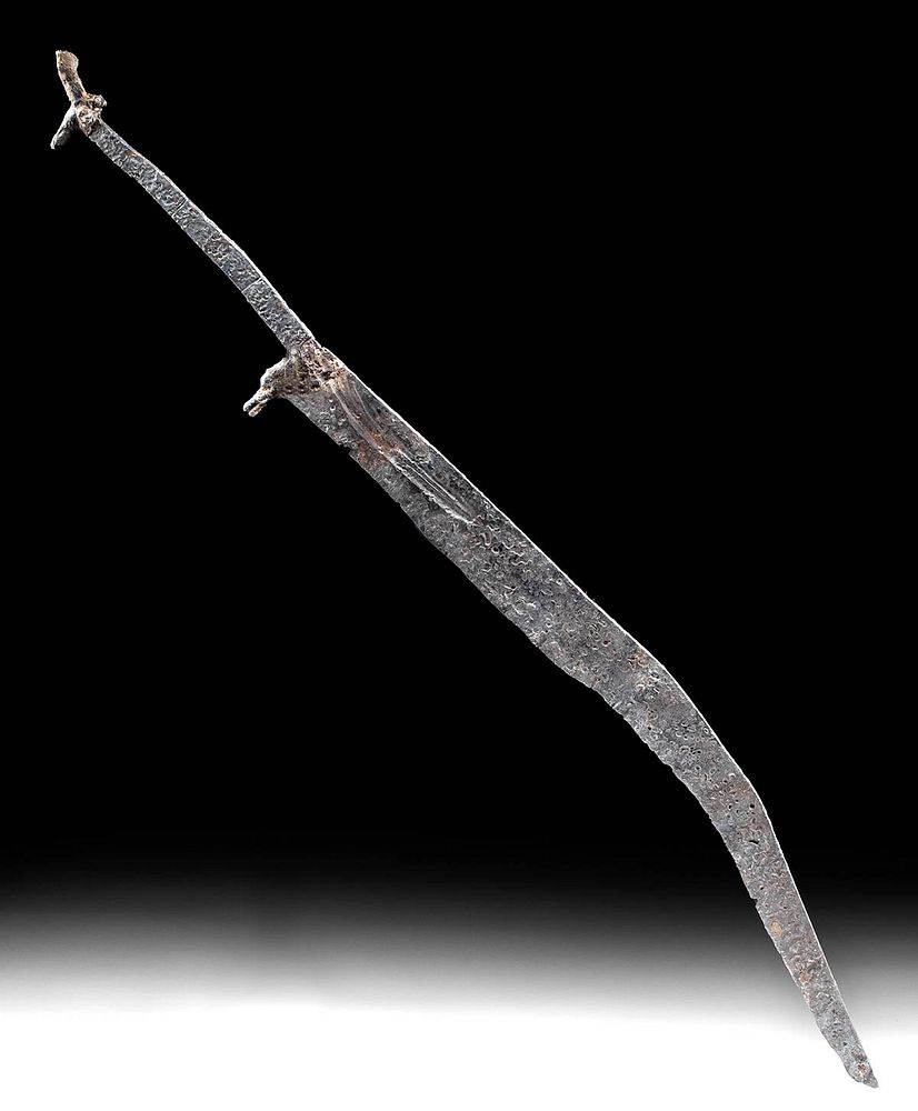 Appraisal: Massive Long Thracian Iron Falx Sickle-Form Originally Listed At Classical