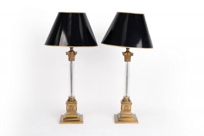 Appraisal: A pair of table lamps with clear fluted columns on