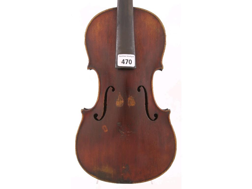 Appraisal: Late th century three-quarter size violin of the Neuner Hornsteiner