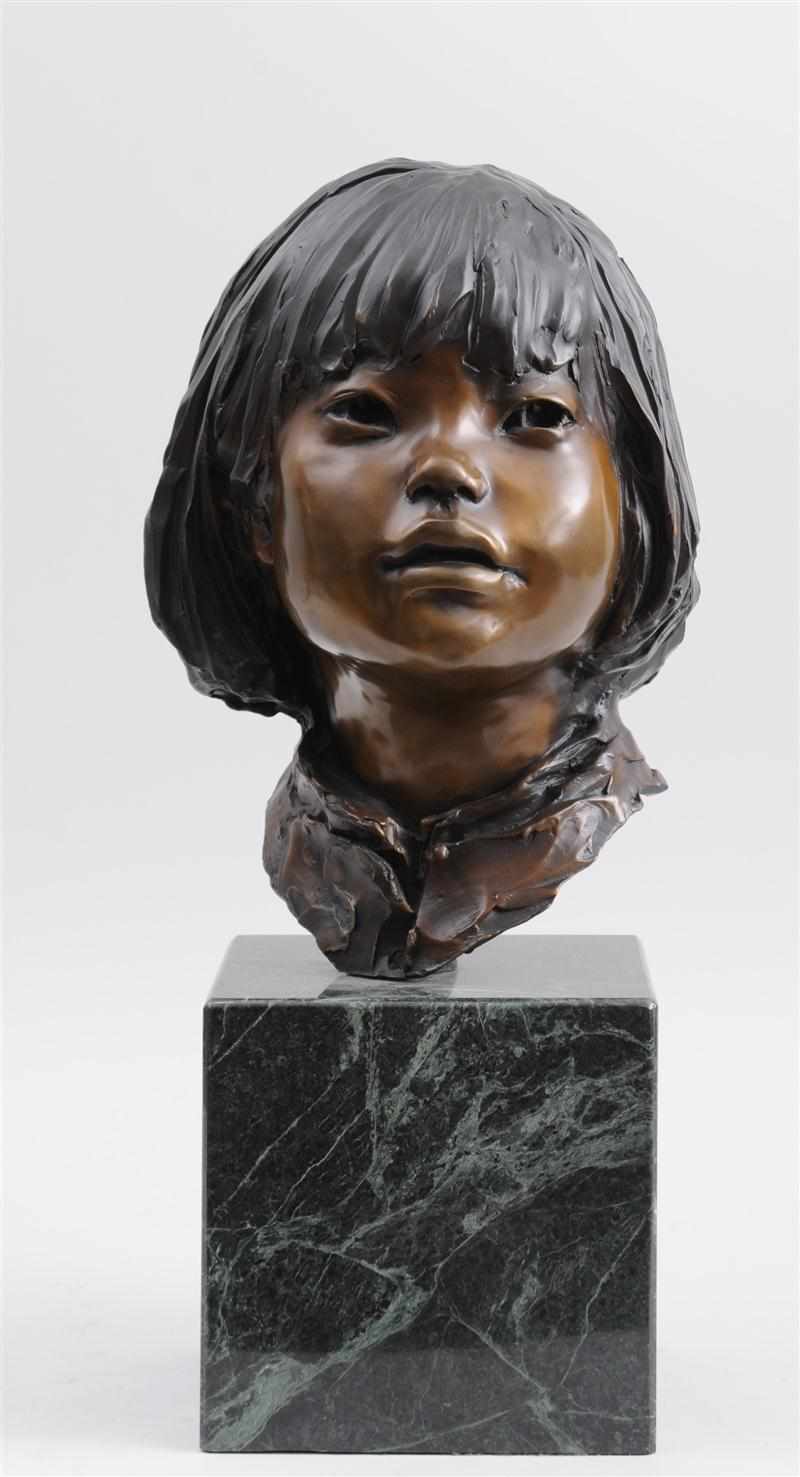 Appraisal: GLENNA GOODACRE AMERICAN b HEAD OF A GIRL Bronze signed