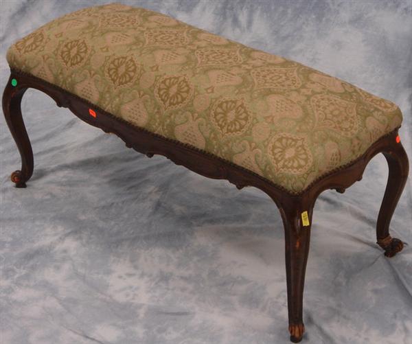 Appraisal: Carved walnut Louis XV style bench x h foot repaired