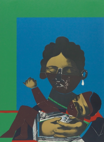 Appraisal: ROMARE BEARDEN - Mother and Child Color screenprint and offset