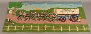 Appraisal: Conestoga Wagon Six Horse Team Hooked Rug Marked Lancaster Philadelphia