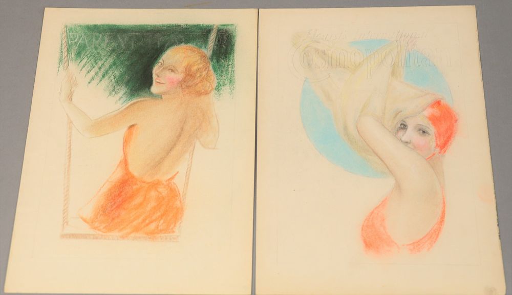 Appraisal: Charles Sheldon - pastel and pencil on paper pair of