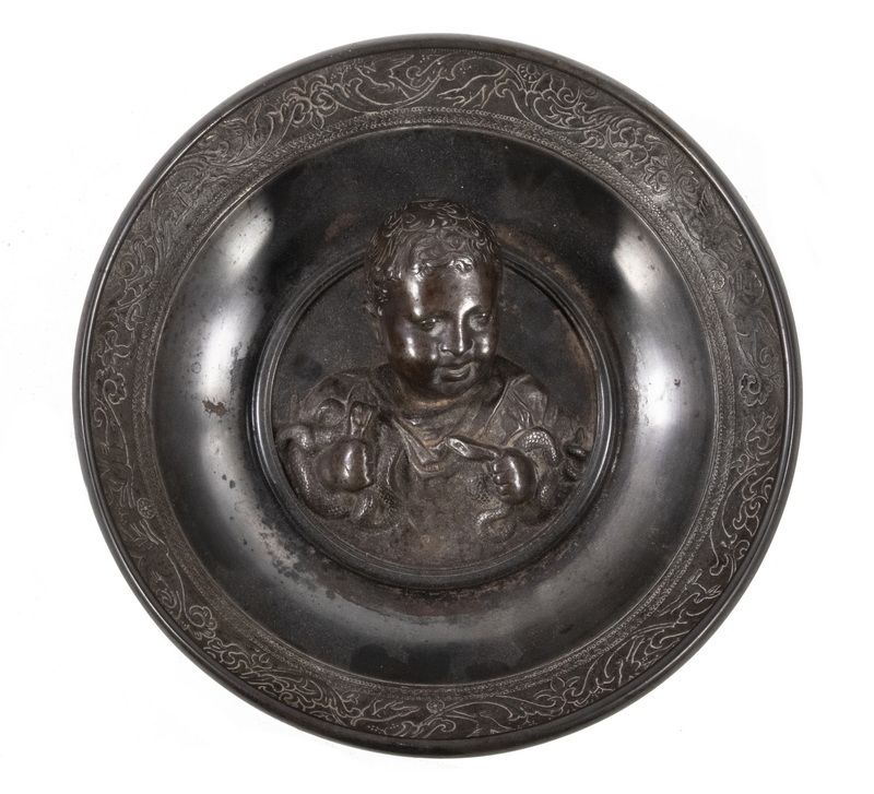 Appraisal: GRAND TOUR METAL BOWL WITH INFANT HERCULES Late th c