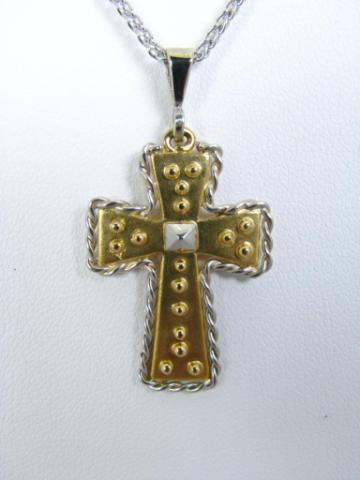 Appraisal: k two tone and platinum custom made cross necklace SRP-