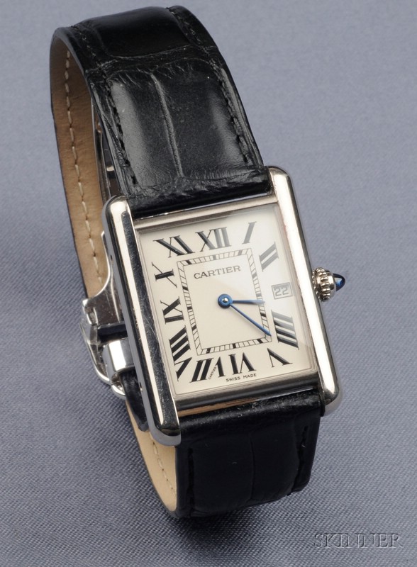 Appraisal: kt White Gold Wristwatch Cartier Tank Louis Cartier the white