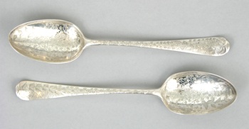 Appraisal: A Pair of th Century English Sterling Silver Spoons Properly