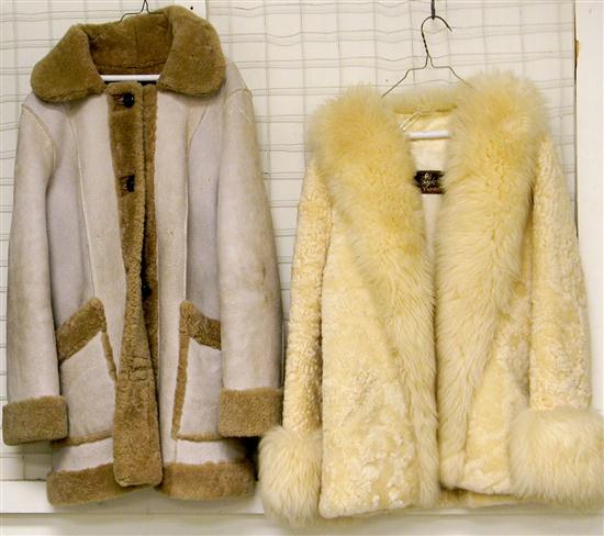 Appraisal: Two shearling coats one camel color the other ivory color