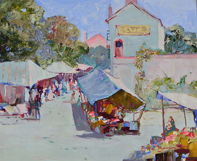 Appraisal: FRANCESCO PABLO DE BESPARATO b A continental street market signed