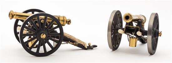 Appraisal: Sale Lot Two Continental Brass Models of Cannons each with