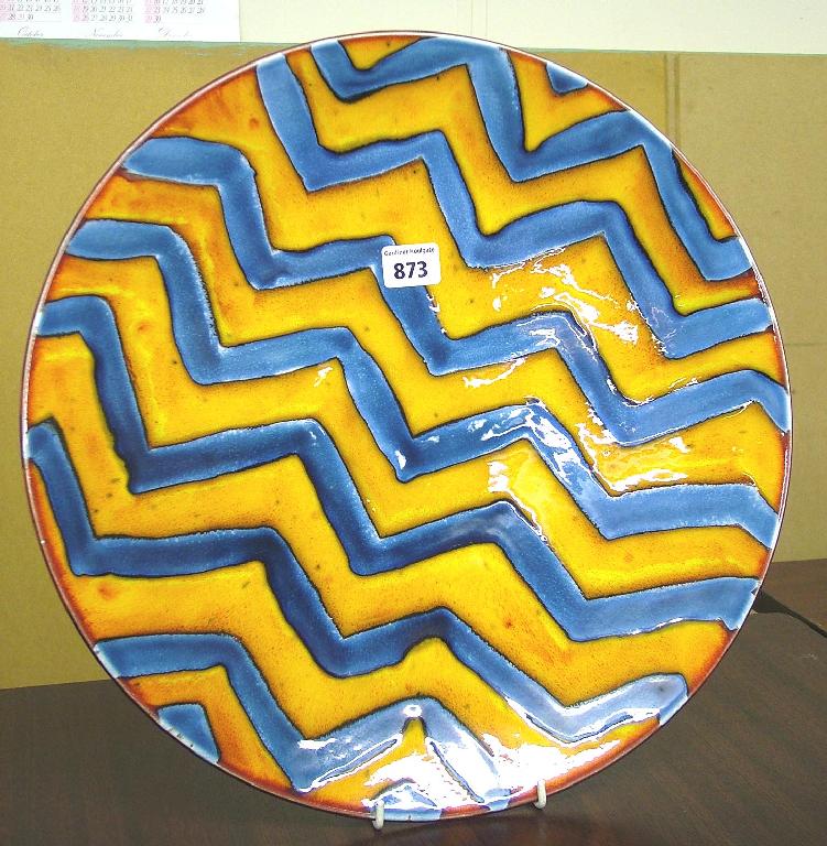 Appraisal: Anita Harris 'Tiger Stripes' circular charger AH monogram diameter