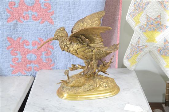 Appraisal: BRONZE SHOREBIRD SCULPTURE DELABRIERRE Paul Edouard Delabrierre French - Very