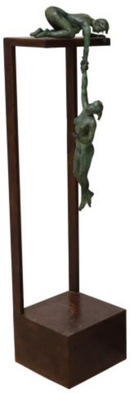 Appraisal: Patinated bronze and iron sculpture Solidaridad signed in cast Pena