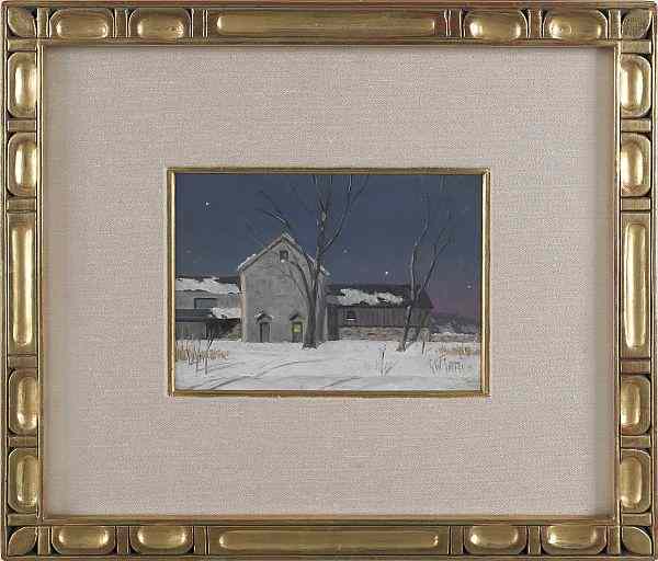 Appraisal: George William Sotter American - oil on board winter scene