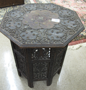 Appraisal: ANGLO-INDIAN TEAKWOOD OCASSIONAL TABLE early th century having an octagonal