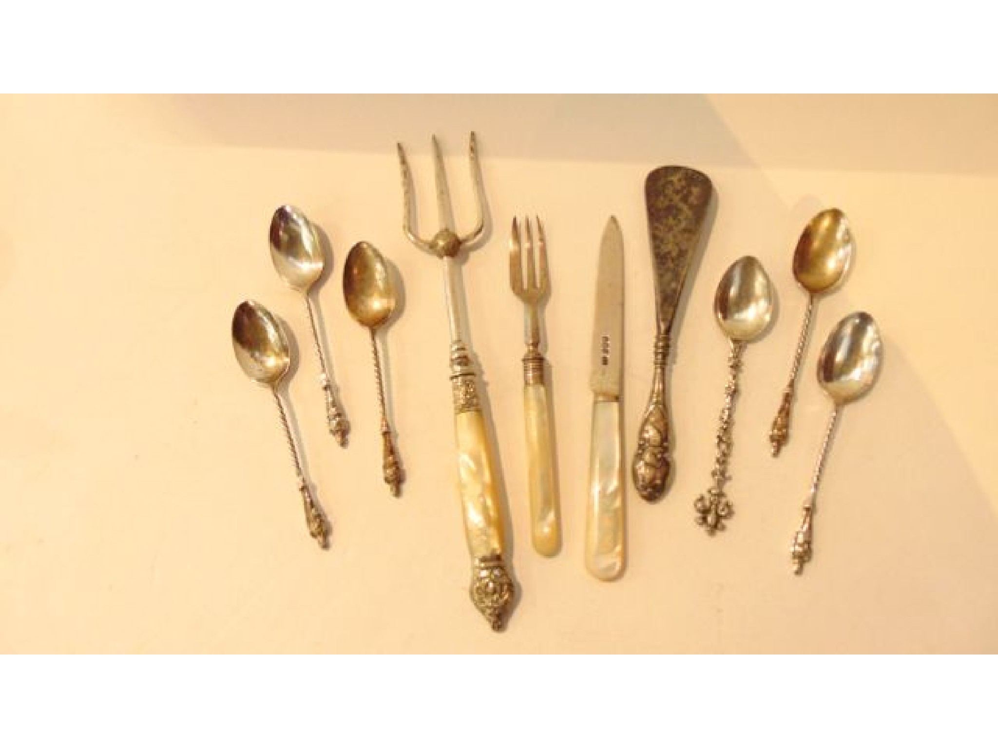 Appraisal: A set of five silver Apostle spoons Sheffield g in