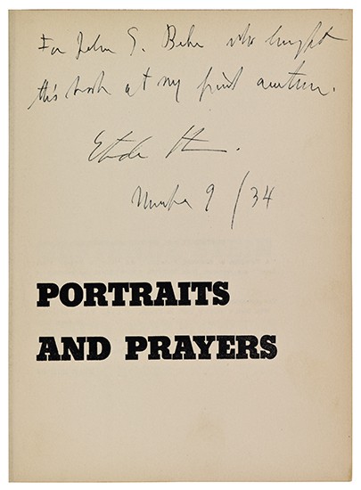 Appraisal: STEIN GERTRUDE Portraits and Prayers vo cloth-backed photo-illustrated boards original