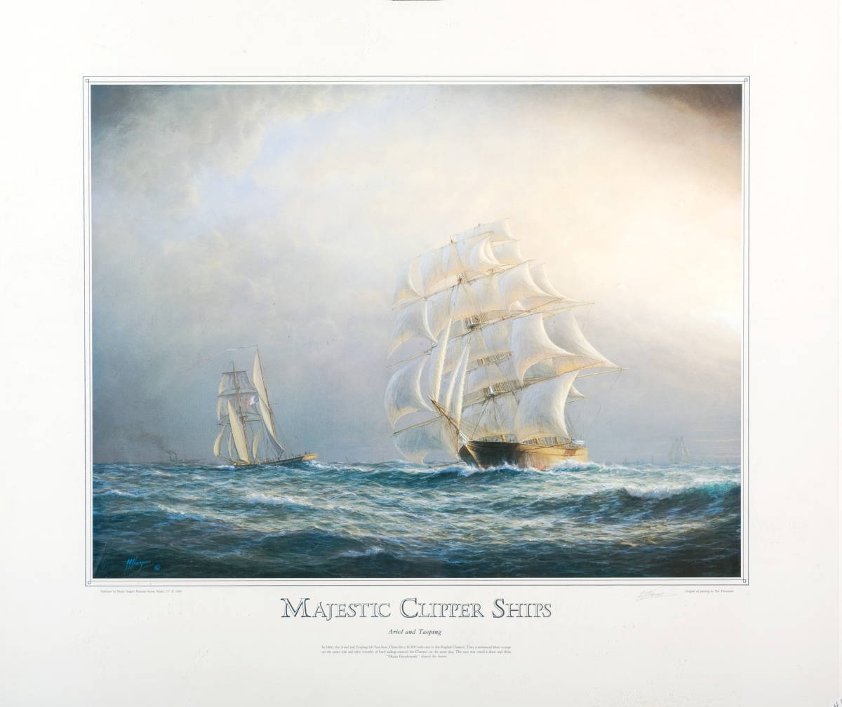 Appraisal: FOUR FRAMED COLOR PRINTS FROM THE quot MAJESTIC CLIPPER SHIP