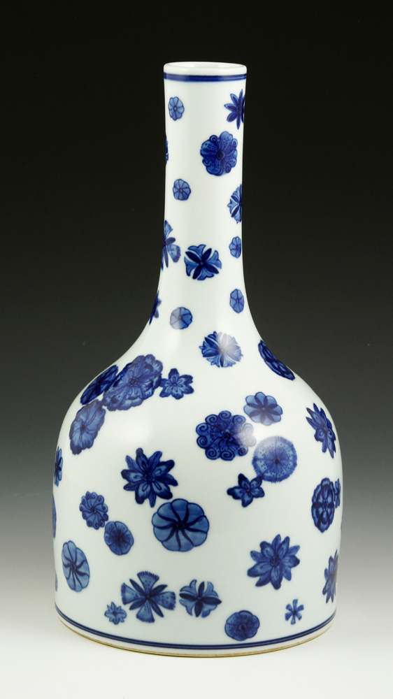 Appraisal: - Chinese Blue and White Longneck Vase Blue and white