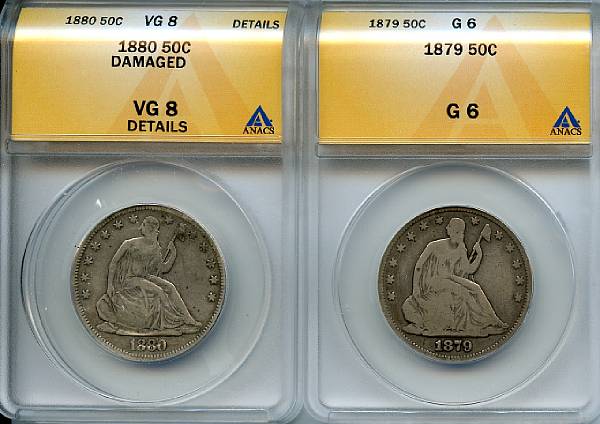 Appraisal: Seated Liberty Half Dollars C Good ANACS and an C