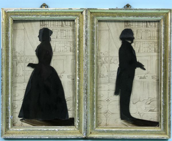 Appraisal: Two early th Century silhouettes lady and gentleman cut paper