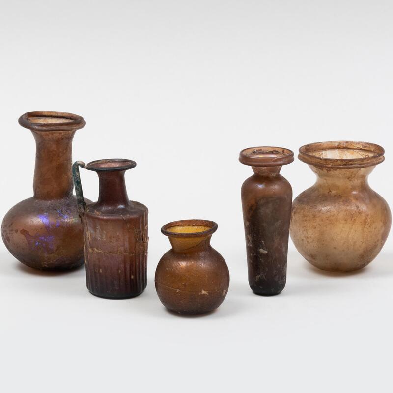 Appraisal: Group of Five Roman Glass Vessels in high the tallest