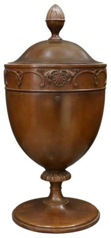 Appraisal: Georgian style mahogany cutlery urn early th c domed lid