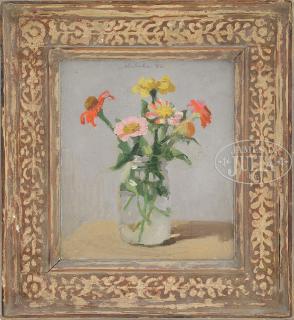 Appraisal: ROBERT KULICKE American - ZINNIAS IN A GLASS JAR Oil