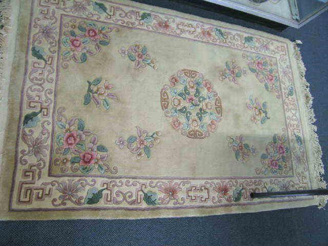 Appraisal: Chinese Handmade Wool Sculptured Rug deep thick pile floral on