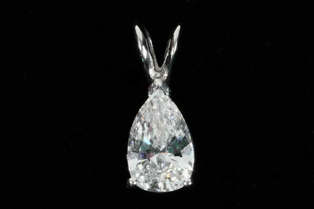 Appraisal: DIAMOND PENDANT - Set with a pear shaped diamond weighing