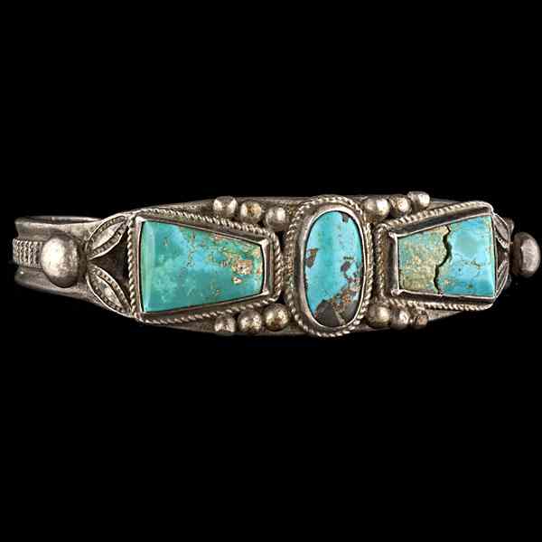 Appraisal: Navajo Silver and Turquoise Bracelet Collected by Virginia Doneghy -