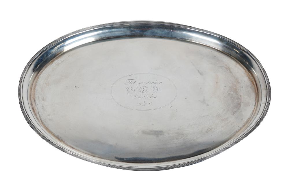 Appraisal: FRENCH SILVER TRAY troy ounces Condition with central inscription small