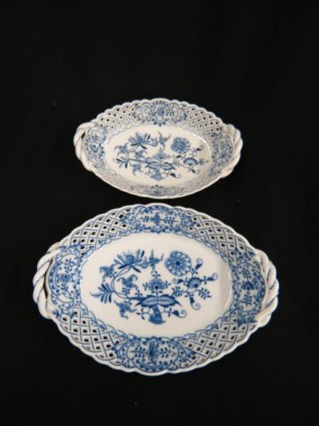 Appraisal: Blue Onion Pattern Porcelain Oval Baskets long excellent