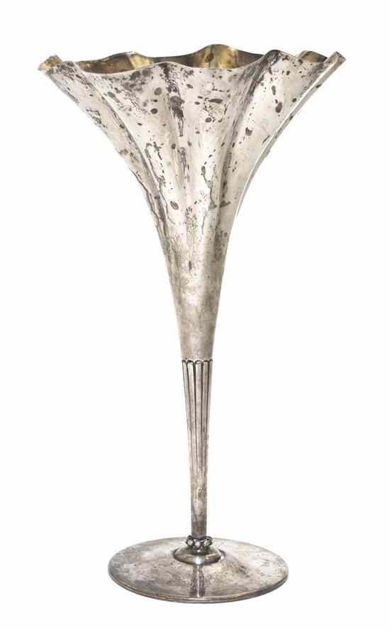 Appraisal: An American Sterling Silver Trumpet Vase Tiffany Co of fluted