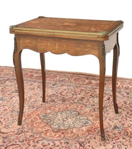 Appraisal: French Louis XV style mahogany game table th c floral