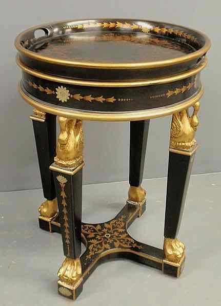 Appraisal: French style tray table with removable round top and gilt