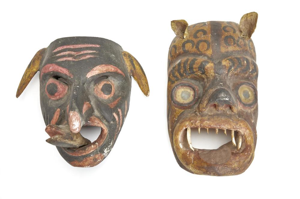 Appraisal: Two Mexcian Festival Masks Mid- th Century Guerrero Mexico The