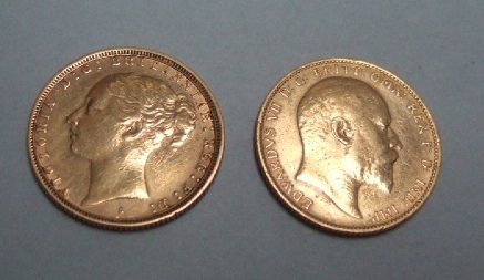 Appraisal: A Victoria young head sovereign S and an Edward VII