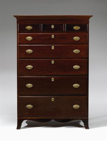 Appraisal: Federal walnut tall chest of drawers pennsylvania early th century