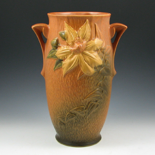 Appraisal: Roseville Clematis - Vase Roseville Clematis vase in brown Marked