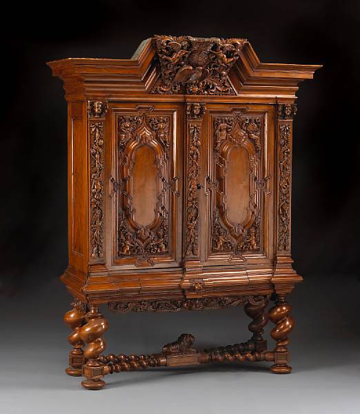 Appraisal: A Baroque style mahogany cabinet on stand last quarter th