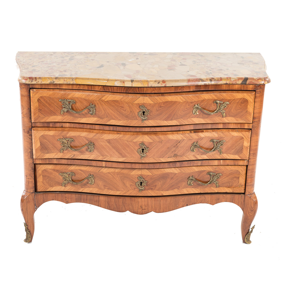 Appraisal: French Louis XV style marquetry inlaid commode early th century