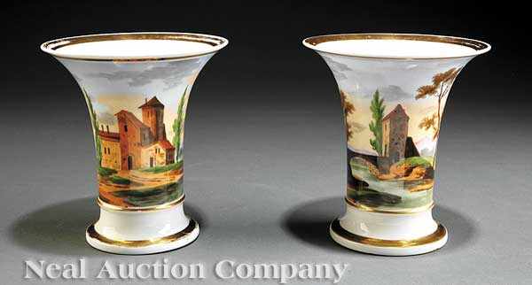 Appraisal: A Pair of Paris Porcelain Spill Vases early th c