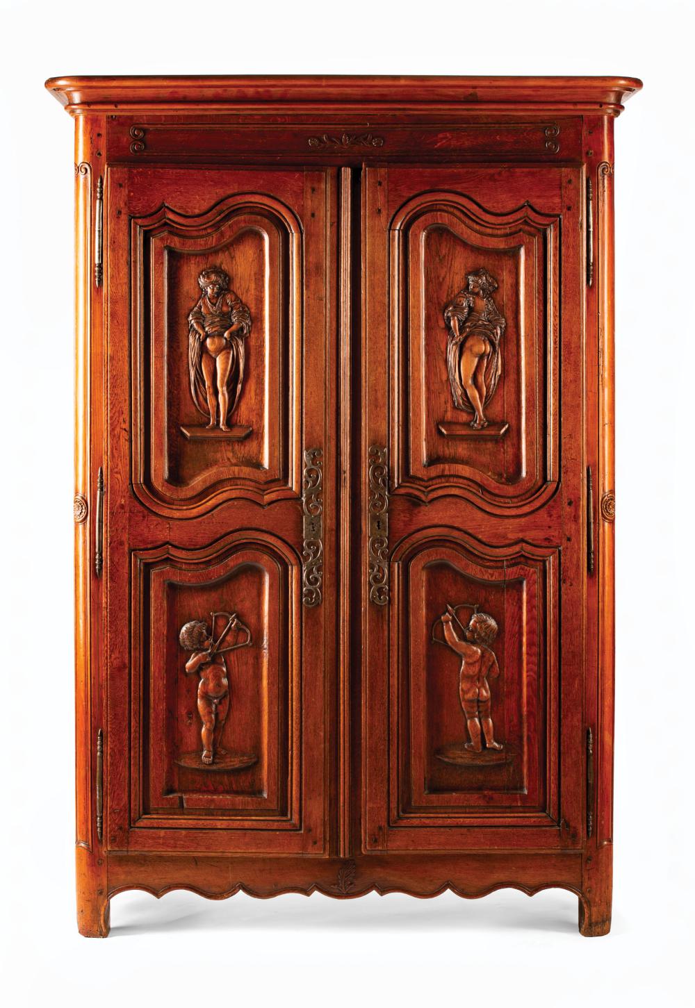 Appraisal: French Provincial Armoire of th c form erotic carved panels