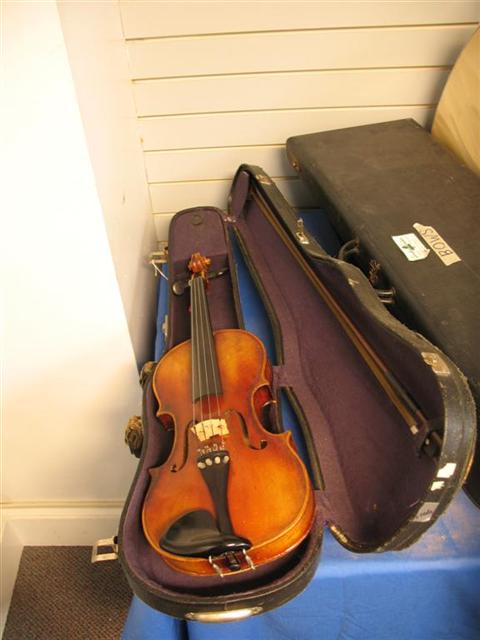 Appraisal: STRADIVARIUS VIOLIN REPRODUCTION WITH BOW in case Provenance Gordon Keller