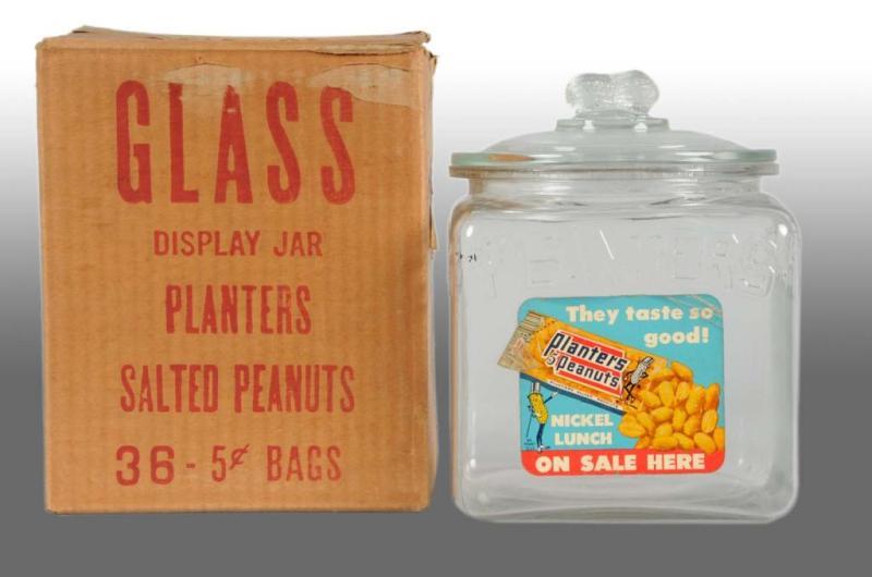 Appraisal: Glass Planters Peanut Mr Peanut Square Jar Description s to