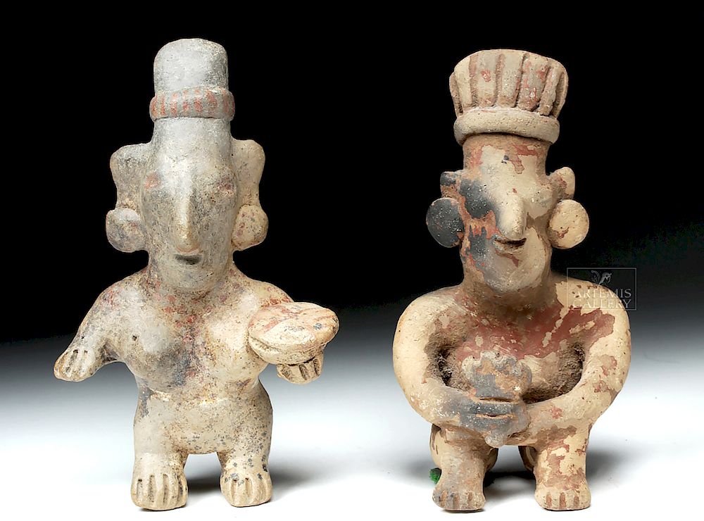 Appraisal: Jalisco Pottery Sheepface Pair - Male Female Pre-Columbian West Mexico